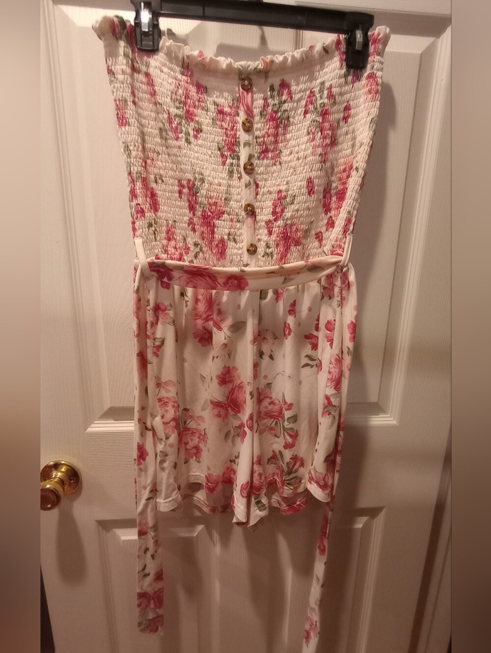Floral Smocked Strapless Romper